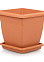 Кашпо пластм. "Вилла" 32,0л 400х400мм h360мм с поддоном Квадр. Терракот.  VK04 ("Serinova") *1/8