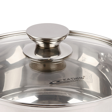 Кастрюля нерж. "Катунь" "Диана" 4,2л d22см термораспред. дно, Стекл. кр. KT01-D-40 *1/4