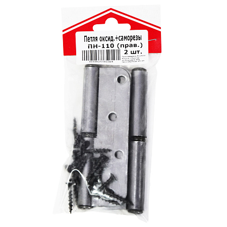 Петля накладная 110мм б/покрытия ПРАВАЯ (комплект 2 шт+саморезы) ДомоСтрой *10/50
