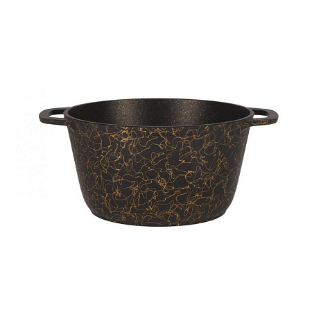 Кастрюля алюмин. антипригарная "Kukmara" "Грация" черный/золото 2,5л Стекл.кр. кчз25а *1/3