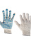 Перчатки ХБ с ПВХ точ 10кл (4 нити) 39гр белые с логотипом ДОМОСТРОЙ  *10/250/300