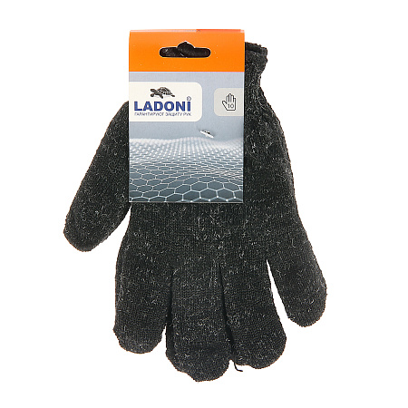 Перчатки полушерсть двухслойные черные (5 нитей) 80гр (478Р) Ladoni *5/200