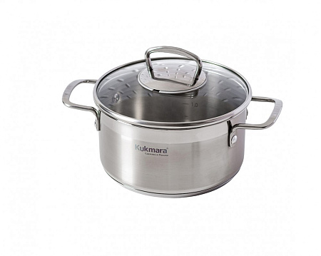 Кастрюля нерж. "Kukmara" "Orion" 2.5л Стекл.кр., d дна160мм (подх. д/Индукц.пл.) ORN-CA2518G *1/4