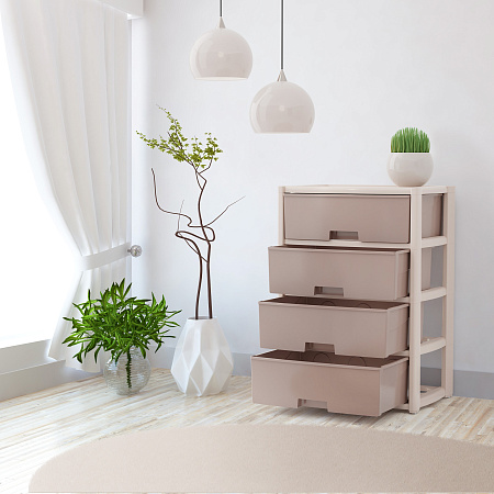 Комод пластм. "Колорит" 4 ящика выс.810мм, шир.560мм, гл.390мм Беж/св.Беж. М8759"ЗПИ"Альтернатива"*1