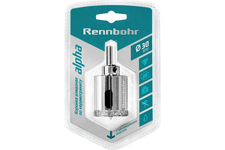 Коронка по керамограниту 30мм алмазная центрирующее сверло (676230) Rennbohr *1/10/120