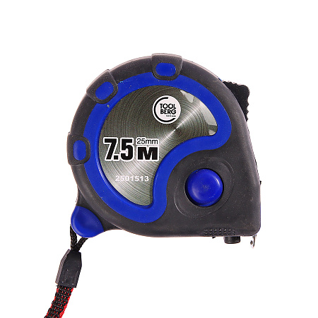 Рулетка  7,5м х25мм резино-пластик. корпус стальная лента фиксатор магнит арт.2501513 T4P *1/12/60