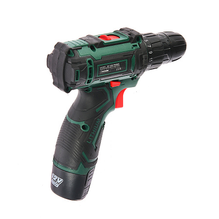 Дрель-шуруповерт 12В 2скор.0-400/0-1400об/м 25Нм 2Ач 1,5ч 2аккум LI-ION DC1202 PROMO FAVOURITE *1/10