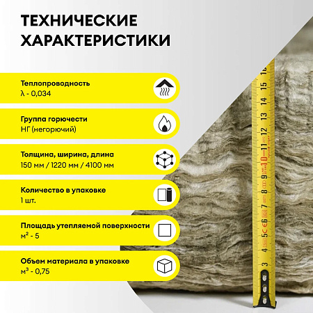 Теплоизоляция "VETONIT"  Теплая Крыша Стронг ТВИН 150*1220*4000 (1мат 4,88м2/0,735м3)  /Е/К *4/24