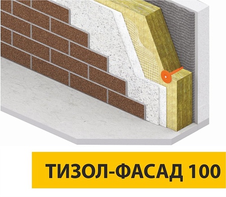 Теплоизоляция "Тизол" ФАСАД (50ММ) 1000*600*50мм (100кг/куб.м,  0,18м3, 6матов.3,6м2)   *1/16