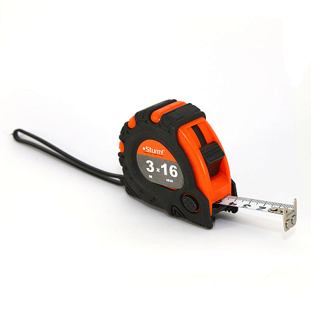 Рулетка  3м х16мм резино-пластик. корпус стальная лента фиксатор магнит арт.3100101STURM *1/12/120**