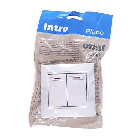 Выключатель "Intro Plano" СП 2кл. белый 10А-250В IP20 1-104-01 *10/200