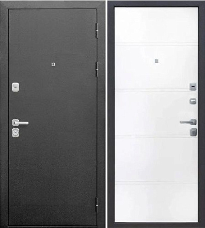 Дверь металлическая 9 см Серебро Эмалит белый NEW 860х2050 ЛЕВАЯ ФЕРРОНИ *1