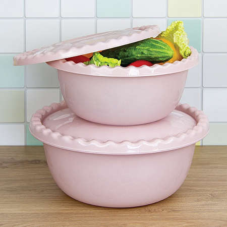 Миска пластм. с крышкой 3,0л д.250мм М1316 ("М-Пластика") *1/35