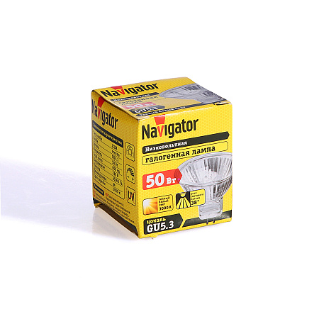 Лампа накаливания галогенная 50W-230V GU5,3 JCDR Navigator 94206 *10/200
