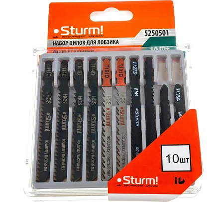 Набор пилок д/лобзика универсальный T101D,T144D,T127D,T111C,T118A (10шт) арт.5250501 STURM *1/20/80