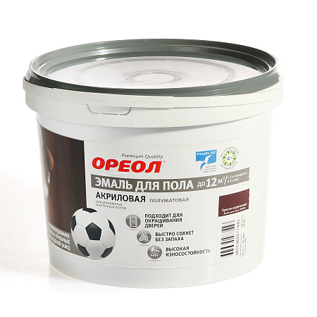 Эмаль акриловая для пола красно-коричневая полуматовая 2,3 кг Ореол *1/4/216