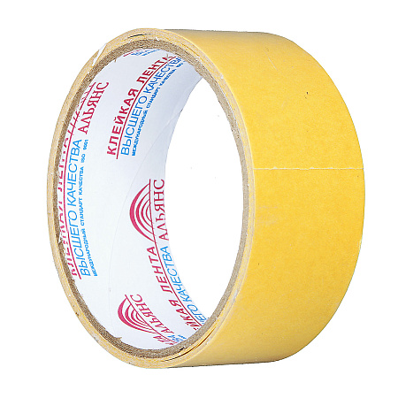 Лента клейкая двусторонняя на полипропилен. основе 38мм х  5м АЛЬЯНС *1/48