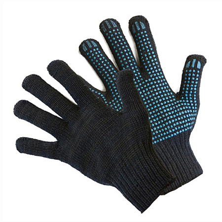 Перчатки ХБ с ПВХ точ 7,5 кл (6 нитей) 75гр черные особопрочные DGС014K (А.Д.М.)  *10/200