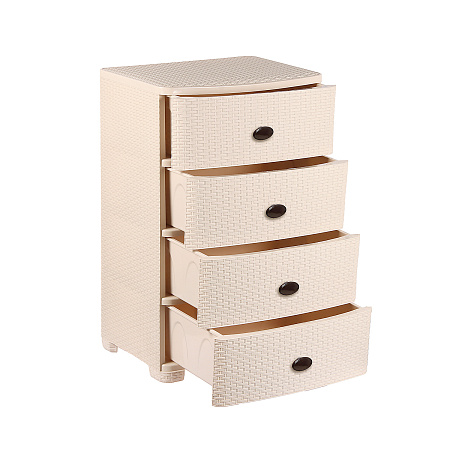 Комод пластм. "Плетенка" 4 ящика выс.875мм, шир.555мм, гл.445мм Сл.кость М4059 "ЗПИ "Альтернатива"*1