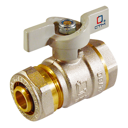 Кран шаровый 20х3/4"(Ø20) цанга/мама бабочка CTM (СТАНДАРТ) CWPF3420  *1/15/90