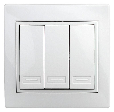 Выключатель "Intro Plano" СП 3кл. белый 10А-250В IP20 1-106-01 *10/200