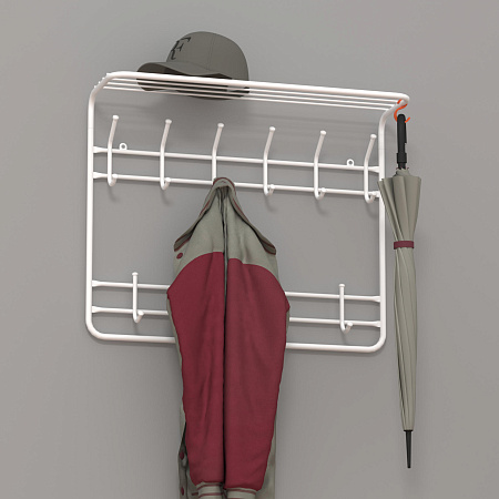 Вешалка настенная с полкой 2-х ярусная шир.730мм 8крючков Белый ВСП9 Б ("ЗМИ") *1