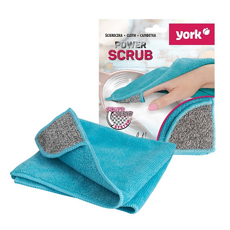 Салфетка для уборки универсальная микрофибра с аброз.углом "Power scrub" 35х35см 026270 "York" *1/40