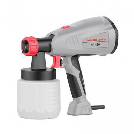 Краскопульт электрич. 450Вт 700мл/м вязк.кр 60DIN/сек сопло2,8мм бак0,7л КП-450 Энергомаш *1/4**