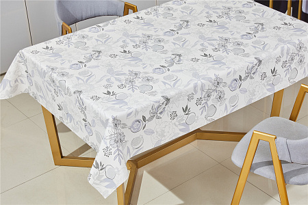 Клеёнка на тканевой основе, полиур.покр."Kleo" "Инжир" св.сир.с сер. на белом ш.1,37м SFPU-7955C *20