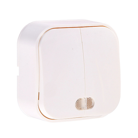 Выключатель "Intro Plano" СП 2кл. белый с подсветкой 10А-250В IP20 1-105-01 *10/200