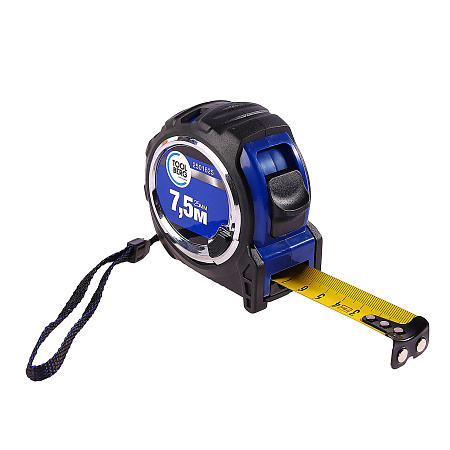 Рулетка  7,5м*25мм резино-пластик. корпус стальная лента фиксатор магнит арт.2501625 T4P *1/6/60
