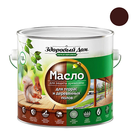 Масло для террас и деревянных полов Здоровый Дом Махагон 1,8 л  *1/4/168