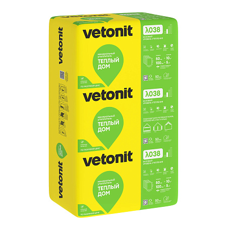 Теплоизоляция "VETONIT"  Теплый Дом Плита 50*610*1170 (14матов 10м2/0.5м3) /Е *10/40