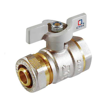 Кран шаровый 20х3/4"(Ø20) цанга/мама бабочка CTM (СТАНДАРТ) CWPF3420  *1/15/90