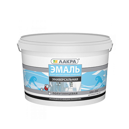 Эмаль акриловая белая полуглянцевая 2,4 кг Лакра универсальная *1/144