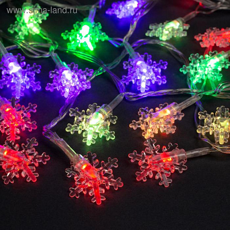 Гирлянда Нить 5м 20LED мульти мигает Снежинки малые прозрачная нить 220V IP20 541525  *1/100