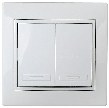 Выключатель "Intro Plano" СП 2кл. белый 10А-250В IP20 1-104-01 *10/200