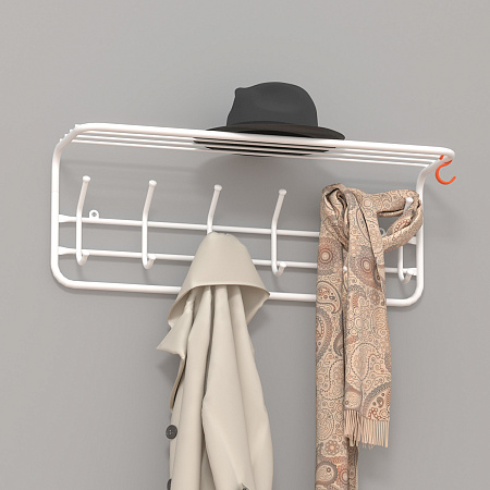 Вешалка настенная с полкой 730х220х265мм Белый ВСП 7 Б ("ЗМИ") *1