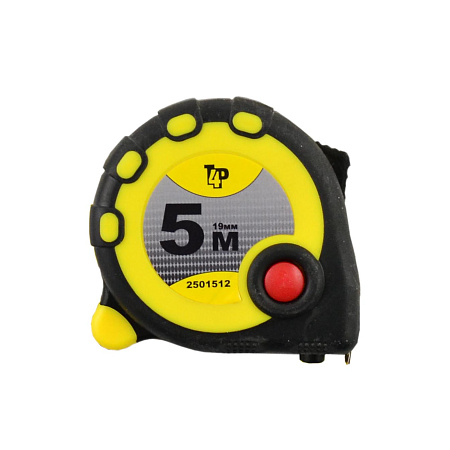 Рулетка  5м х19мм резино-пластик. корпус стальная лента фиксатор магнит арт.2501512 T4P *1/12/120