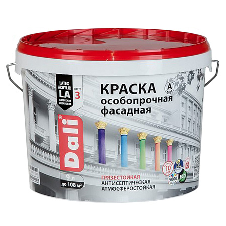 Краска акриловая фасадная 9 л ДАЛИ особопрочная База А*1/44