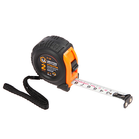 Рулетка  2м х16мм резино-пластик. корпус стальная лента фиксатор магнит арт.Ультра 2М-16ММ ЦИ *1/12