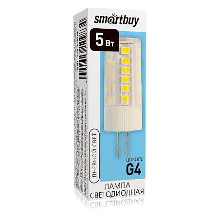 Лампа светодиодная капсульная 5W-12V G4 4К нейтральный Smartbuy *10/100/500