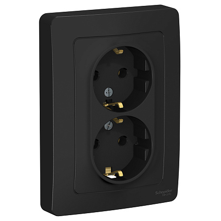 Розетка "BLANCA" СП 2-мест. антрацит з/к 16А 250В  BLNRS001026  *6/12