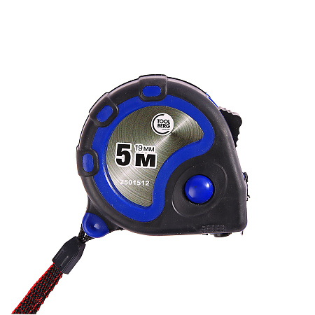 Рулетка  5м х19мм резино-пластик. корпус стальная лента фиксатор магнит арт.2501512 T4P *1/12/120