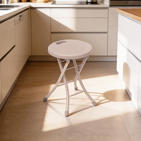 Табурет Складной с пластм. кругл.сидением, металл.опоры с dтруб 22мм цвета:"микс"ТПС1 "Ника" *1/6