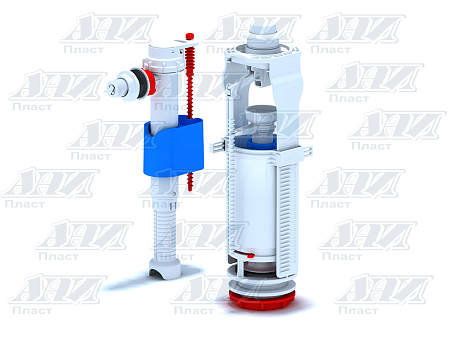 Арматура бачка (КОМПЛЕКТ) кнопка/белая, боковая,  АНИ WС8010   *1/20