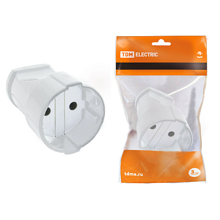 Розетка кабельная 2П б/з 10А 250В белая  TDM SQ1806-0129  *1/20/200