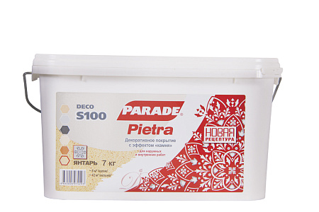 Покрытие акриловое декоративное Pietra S100 c эффектом камня янтарь 7 кг PARADE  *1/96