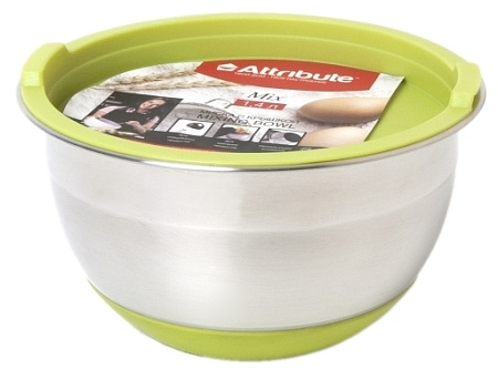 Миска нерж. 1,4л 16*9,5см силикон. крышка и дно, цвет микс *1/12