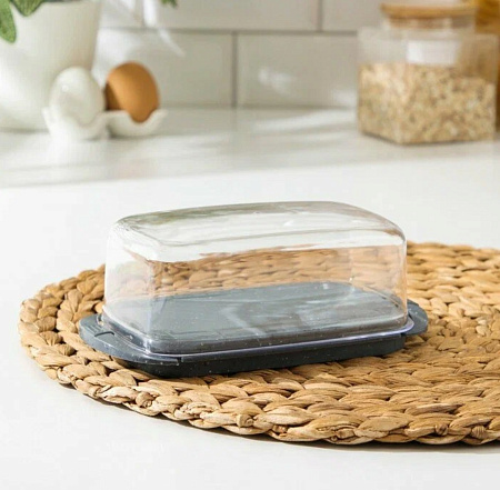 Масленка пластм. "STONE" 180х95х65мм, с фикс.крышки, Темн.камень арт.SE145112026 "Sugar Spice" *1/30